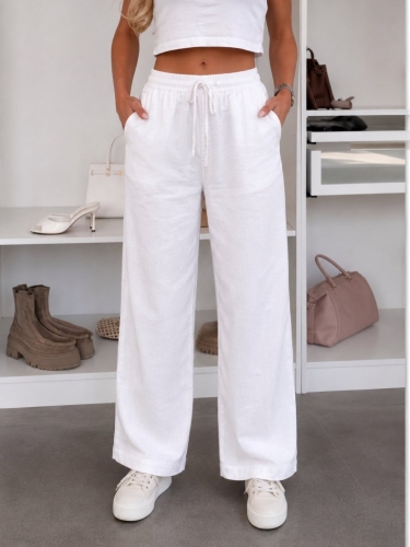Spodnie damskie WIDE białe -5kg Szerokie nogawki na gumce Trang Jeans