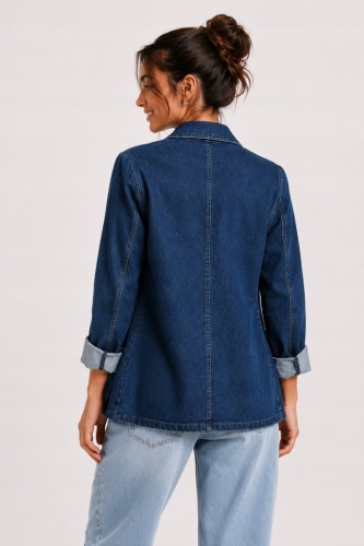 Marynarka jeansowa sportowa MEGI Elastyczna Casual Niebieska L/xl