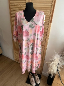 Sukienka z siateczki w kwiaty zwiewna luźna oversize Plus Size