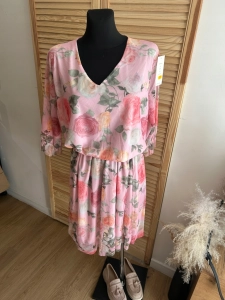Sukienka z siateczki w kwiaty zwiewna luźna oversize Plus Size
