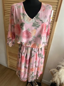 Sukienka z siateczki w kwiaty zwiewna luźna oversize Plus Size