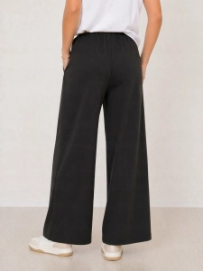 Szerokie spodne damskie Wide Leg Czarne z Paskiem Casual Uniwersalne