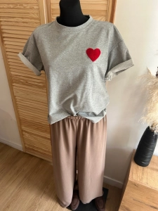 Bluzka Koszulka damska T-Shirt z Serduszkiem Serce Bawełniana Szara