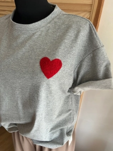 Bluzka Koszulka damska T-Shirt z Serduszkiem Serce Bawełniana Szara