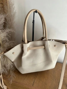 Elegancka torebka damska shopper stylowa i pojemna z misiem beżowa