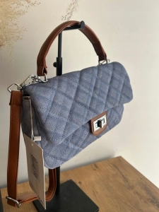 Torebka damska pikowana jeansowa Elegancka Miękka Niebieska