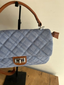 Torebka damska pikowana jeansowa Elegancka Miękka Niebieska