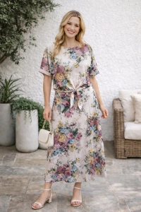 Spódnica Spódniczka w kwiaty beżowa Lekka i zwiewna Boho