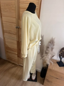 Komplet dresowy dres pastelowy luźny miękki żółty kanarkowy