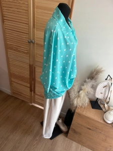 Bluzka damska oversize w Groszki Luźna Elegancka Miętowa