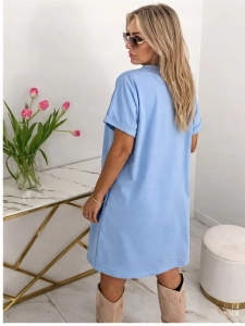Sukienka damska z wielkim kwiatem sportowa Elegancka Casual Błękitna