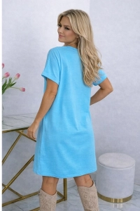 Sukienka damska z wielkim kwiatem sportowa Elegancka Casual Niebieska