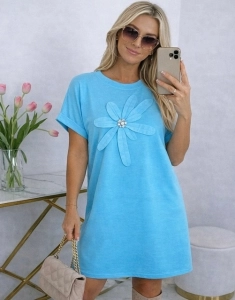 Sukienka damska z wielkim kwiatem sportowa Elegancka Casual Niebieska