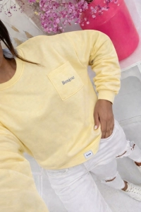 Bluza damska Bonjour z kieszonką klasyczna miękka żółta pastelowa