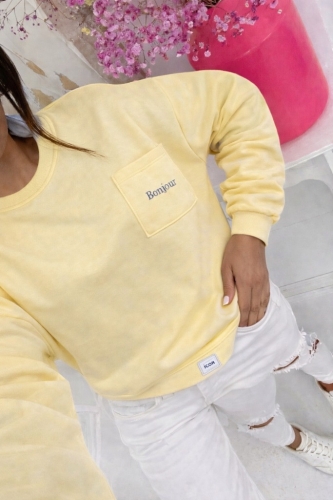 Bluza damska Bonjour z kieszonką klasyczna miękka żółta pastelowa