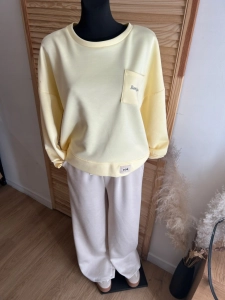 Bluza damska Bonjour z kieszonką klasyczna miękka żółta pastelowa