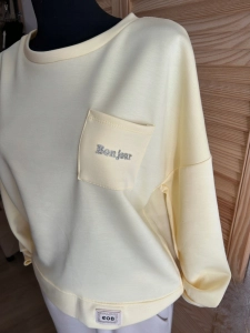 Bluza damska Bonjour z kieszonką klasyczna miękka żółta pastelowa