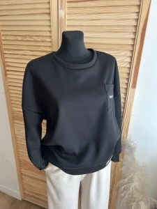 Bluza damska Bonjour z kieszonką klasyczna miękka czarna
