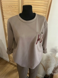 Bluzka Bluza damska oversize z kieszonką masełkowa casual beżowa nude