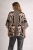 Narzutka kimono damskie kardigan wzór zebra oversize beżowy