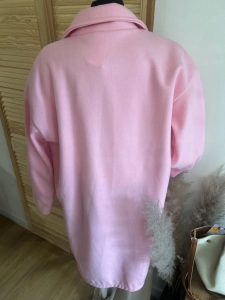 Płaszcz damski oversize – elegancki płaszcz wiosenny różowy jasny landrynka