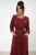 Sukienka Damska Midi Pasek Kieszenie Oversize Elegancka broszka bordowa