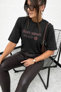 Bluzka koszulka t-shirt MOTION More Amore nadruk miękka czarna