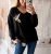 Bluzka damska MOTION z nadrukiem ptak serek oversize czarna