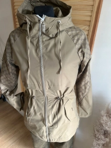 Kurtka wiosenna przejściowa z kapturem trencz khaki S