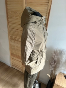 Kurtka wiosenna przejściowa z kapturem trencz khaki S