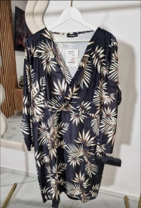 Sukienka welurowa w złote palmy plus size czarna XL