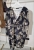 Sukienka welurowa w złote palmy plus size czarna XL