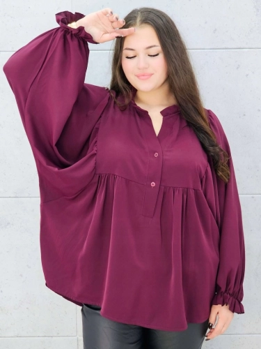 Bluzka oversize większa zwiewna nietoperzowa elegancka bordowa
