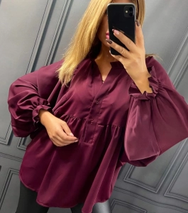 Bluzka oversize większa zwiewna nietoperzowa elegancka bordowa