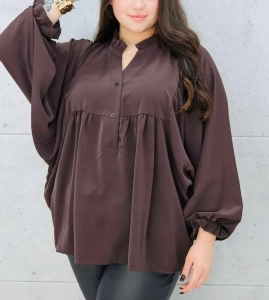 Bluzka oversize większa zwiewna nietoperzowa elegancka brązowa czekoladowa