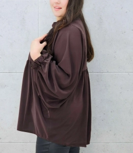 Bluzka oversize większa zwiewna nietoperzowa elegancka brązowa czekoladowa