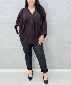 Bluzka oversize większa zwiewna nietoperzowa elegancka brązowa czekoladowa