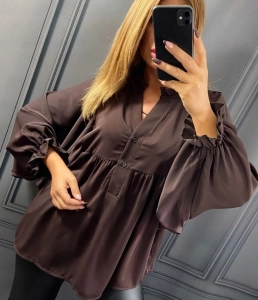 Bluzka oversize większa zwiewna nietoperzowa elegancka brązowa czekoladowa