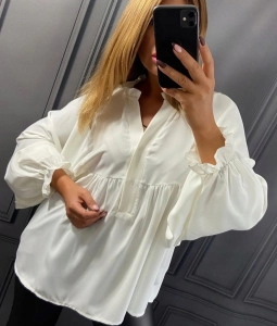 Bluzka oversize większa zwiewna nietoperzowa elegancka biała