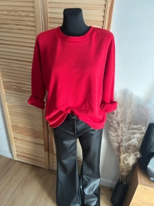 Bluzka damska miękka z kokardkami z tyłu klasyczna elegancka czerwona