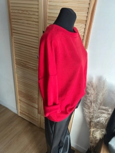 Bluzka damska miękka z kokardkami z tyłu klasyczna elegancka czerwona