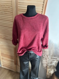 Bluzka damska miękka z kokardkami z tyłu klasyczna elegancka bordowa