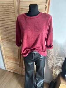 Bluzka damska miękka z kokardkami z tyłu klasyczna elegancka bordowa