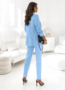 Garnitur Komplet damski marynarka i spodnie baby Blue Niebieski s/m