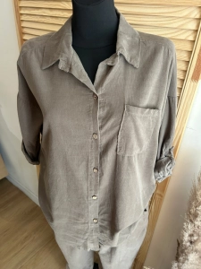 Koszula oversize sztruks bawełna miękka beżowa mokka ciemna