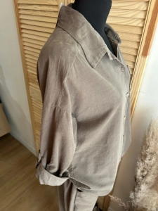 Koszula oversize sztruks bawełna miękka beżowa mokka ciemna