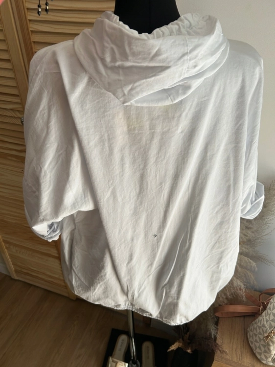 Narzutka kurtka bluza damska z cekinami oversize biała