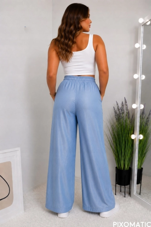 Lekkie spodnie damskie letnie Zwiewne WIDE LEG połysk 2/3xl