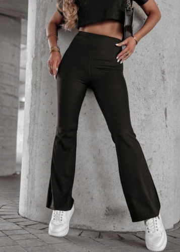 Legginsy damskie dzwony z wysokim stanem pas wyszczuplający czarne m/l