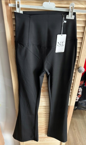 Legginsy damskie dzwony z wysokim stanem pas wyszczuplający czarne m/l